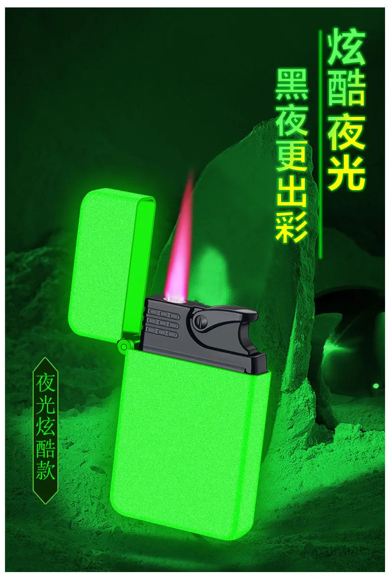 Description Picture 4 of itemMetal Jet Red Flame Lighter, Refillable Butane, Adjustable, Portable, Windproof, Gas Lighter, Glow in the Dark, Gift for Men