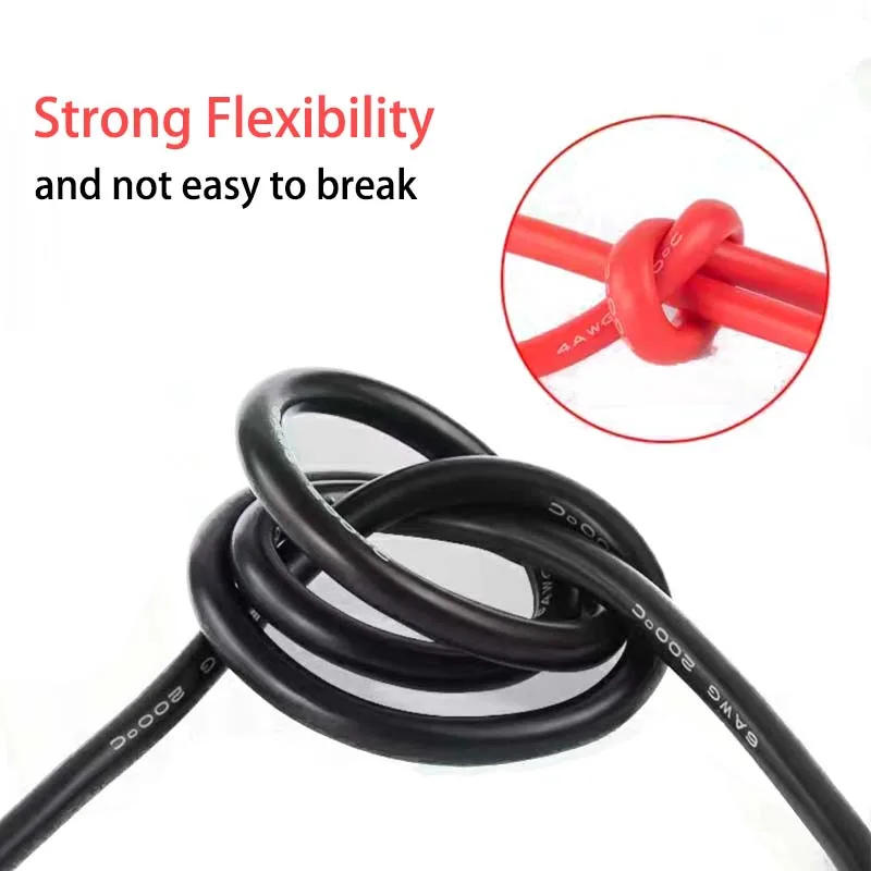 Description Picture 5 of item5M-50M Soft Silicone Power Cable 12 14 16 18 20 22 24 26 AWG Heat Resistant Electrical Wire Red Black For Car Battery LED Light