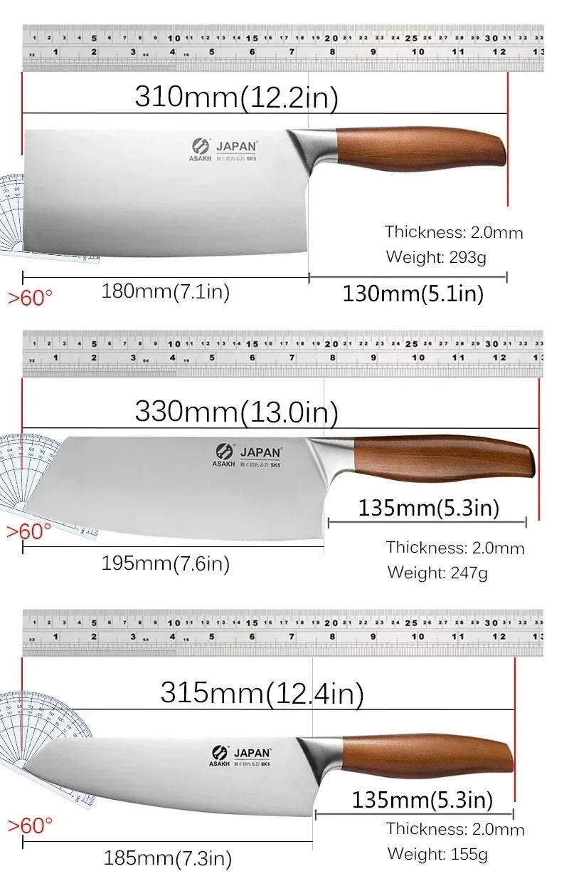 Description Picture 3 of itemJapanese Kitchen Knives Set Stainless Steel Fish Fillet Meat Cleaver Chef Knife Sushi Knife Slicing Santoku Knife Cooking Tools