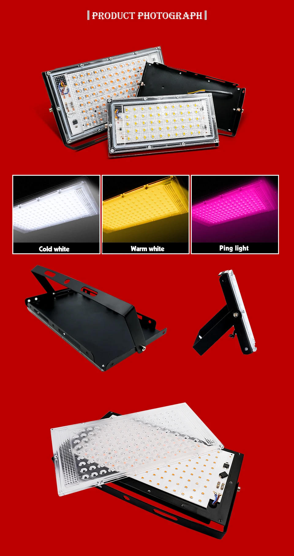 Description Picture 5 of itemFull Spectrum LED Grow Light Phyto Lamp AC 220V 50W 100W with EU Plug for Greenhouse Hydroponic Plant Growth Floodlight Lighting