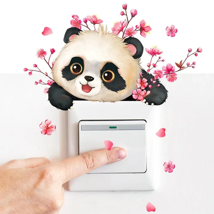 Description Picture 3 of item12*25cm Branches Plum Blossom Panda Wall Stickers Switch Stickers Living Room Home Decorative Wall Stickers Wallpaper Room Decal