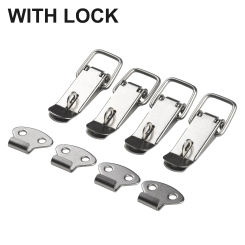 4PCS Latch Catch Stainless Steel Silver Cabinet Boxes Handle Toggle Lock Clamp Hasp Crafts DIY Accessories For Offices Stores