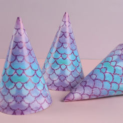 6pcs Little Mermaid Birthday Hat Birthday Party Decor Kids Boy Girl Wedding Birthday Party Favors Supplies Baby Shower