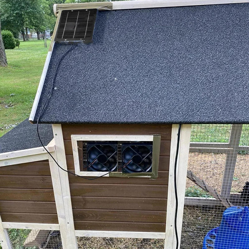 Description Picture 5 of item10W 12V Solar Attic Fan Kit Solar Panel Kit Solar Panel & 4.7inch Exhaust Fan for Roof Vent for Chicken Coop Shed Pet House