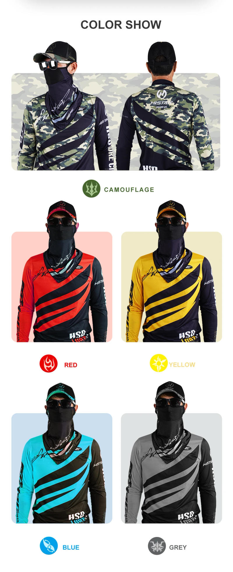 Description Picture 6 of itemHISTAR Shirt Cap Towel in one Set Clothing With Zipper Quick Drying Sun Protection Shirts Anti-UV Fishing Suit