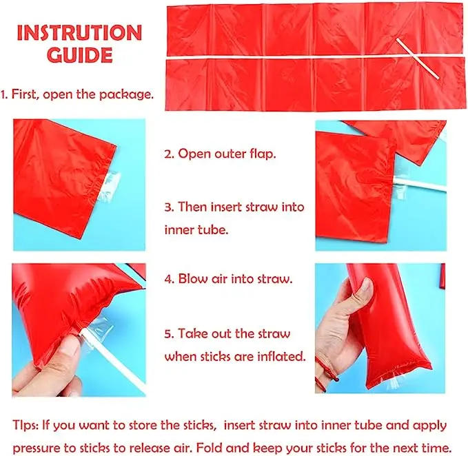 Description Picture 4 of item40Pcs Thunder Sticks Team Spirit Boom Sticks Cheering Noise Makers Plastic Cheerleading Spirit Stick Bam Inflatable Noisemakers