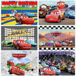 Disney McQueen Cars Theme Boy Birthday Party Photography Backdrop Vinyl Children Birthday Decoration Background Photo Booth