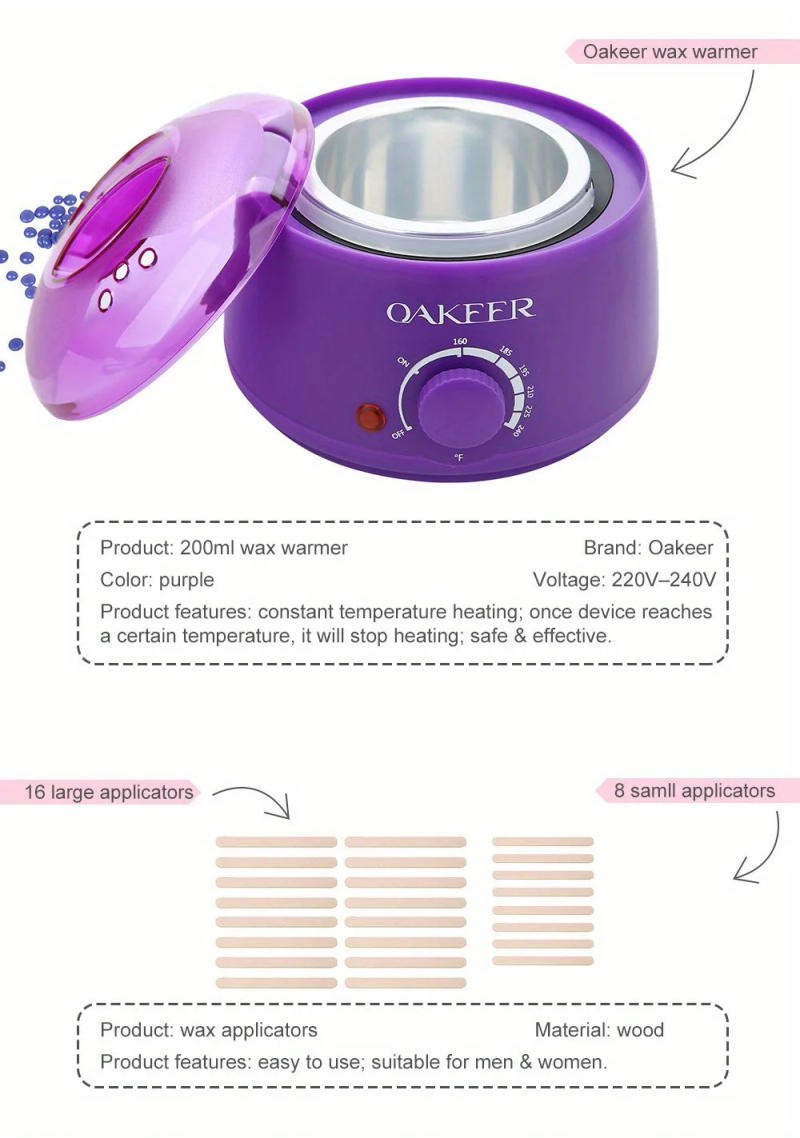 Description Picture 3 of item[EU Plug] 200ml Black Wax Melting Machine + 200g Wax Beans Set, Wax Heating, Wax Hair Removal And Wax Therapy Machine