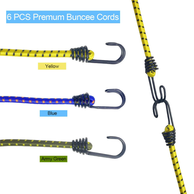 Description Picture 6 of item6Pcs 8mm Bungee Cord High Elasticity Rubber Tied Rope With Hooks Outdoor Tent Assembly Camping Luggage Outdoor Accessories