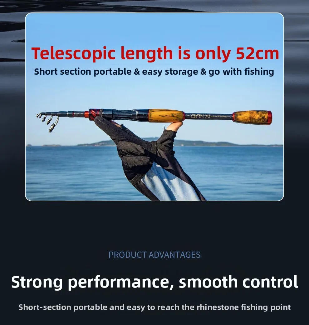 Description Picture 5 of itemSeiko fishing rod telescopic portable ultra-light long-throw ML medium soft-tuned luya rod vibrating type set road sliding rod
