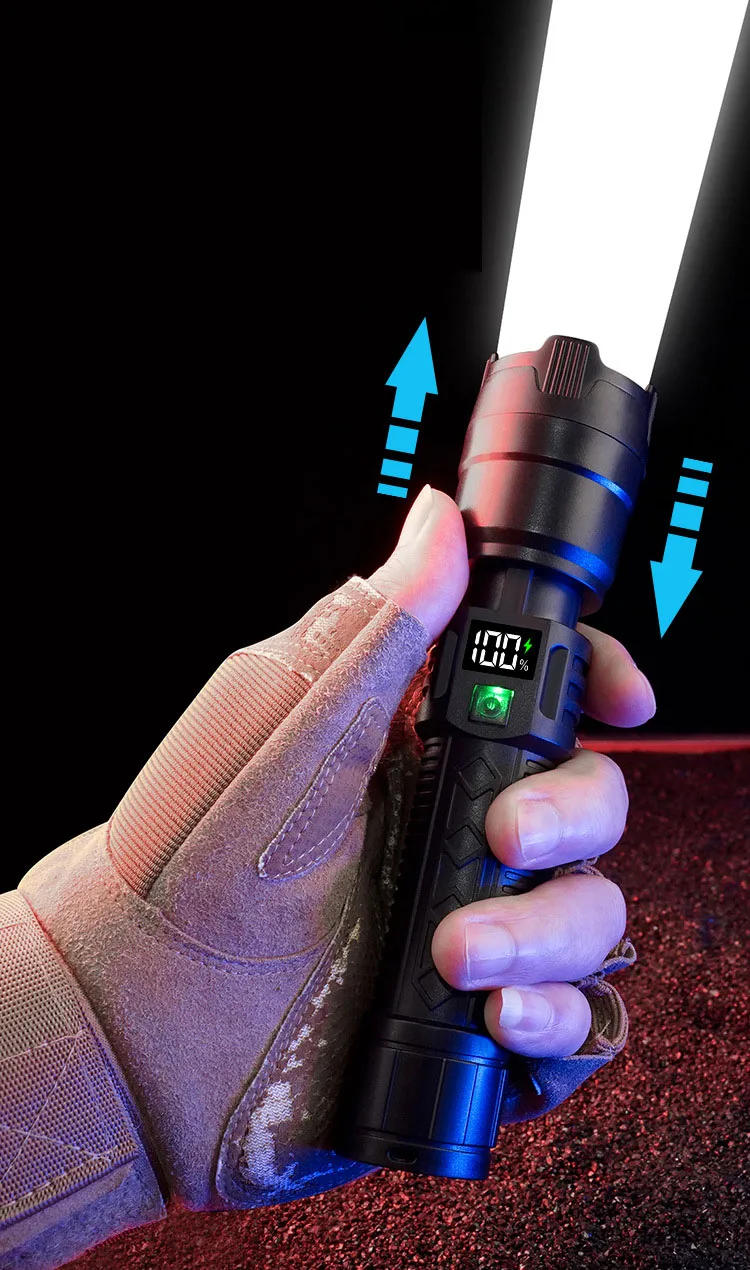 Description Picture 3 of itemHigh Strong Power Led Flashlights 2000LM Tactical Torch with Display Light USB Charging Camping Fishing Emergency Zoom Lantern