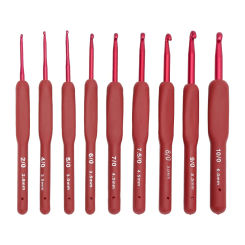 9pcs 2-6mm Soft Handle Ergonomic Crochet Hooks Set Aluminum Needle Head Crochet Kit Diy Handmade Sewing Weave Knitting Tools