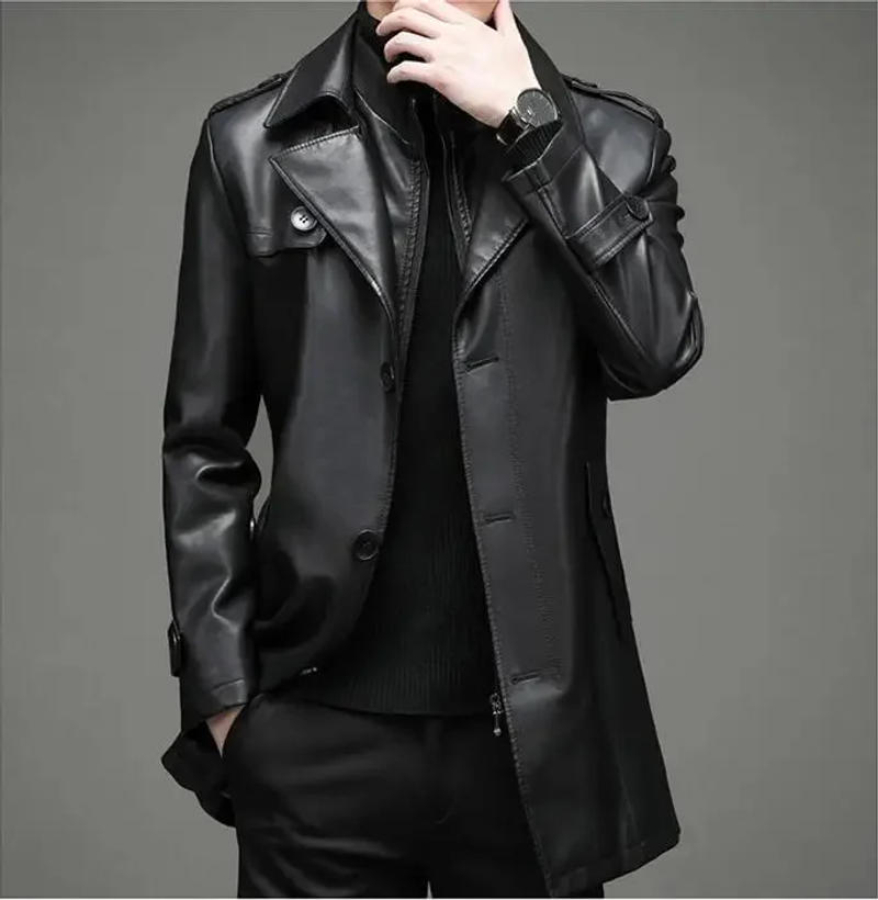 Description Picture 4 of itemAnd Autumn Winter Genuine Leather Coat Men Clothing New Thick Warm Sheepskin Jacket Casual Large Size Men's Trench