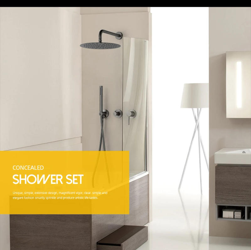 Description Picture 3 of itemGunmetal Shower Faucet Embed Box Wall Mounted  8-16'' Rain Head Hot &Cold Shower Tap Handheld 2 Ways Ceiling Arm Bathroom Mixer