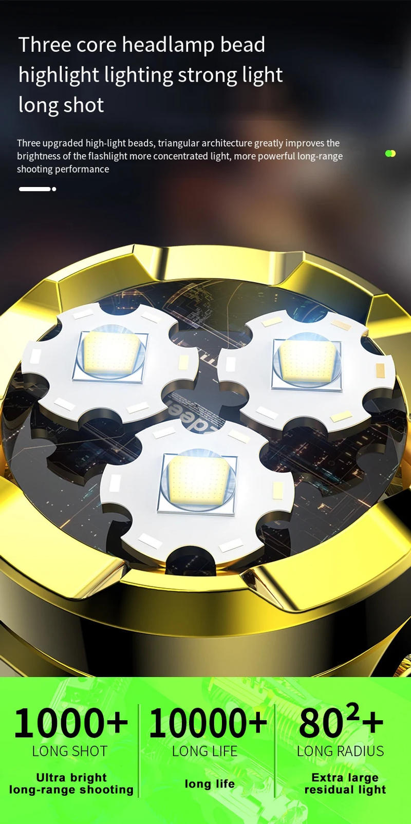 Description Picture 5 of item3LED Super Bright Flashlight Portable Mini Burst Flash Torch Rechargeable Outdoor Emergency Spotlight with Pen Clip Tail Magnet