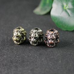Brass Lion King Knife Pendants Bead Vintage Umbrella Rope Beads EDC Outdoor Flashlight DIY Paracord Lanyard Bracelet Accessories