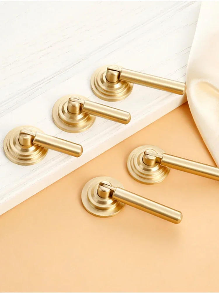 Description Picture 6 of itemGold brushed cabinet door Brass handle Furniture hardware clothing cabinet pure copper handle Cabinet door window accessories