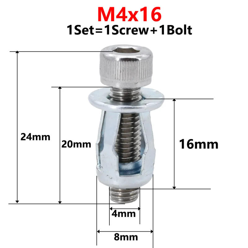 Description Picture 3 of itemM4 M5 M6 Petal Shape Metal Rivet Nut Expansion Clamp Panel License Plate Lock Fixing Screw Bolt Kit Molly Jack Nuts Rivetnut