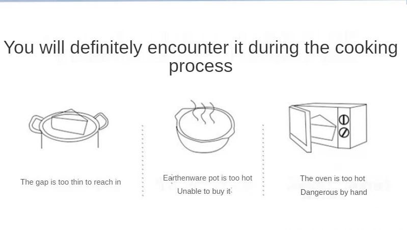 Description Picture 3 of itemAvoid Scalding Kitchenware Kitchen Hot Plate Gripper Stainless Steel Bowl Clip Tongs Bowl Dish Pan Clips Tongs Silicone Gloves