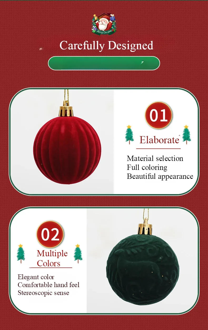 Description Picture 5 of item6/12pcs 6cm Wine Red Christmas Ball Ornaments Dark Green White Christmas Tree Party Decoration New Christmas Spheres Pendant