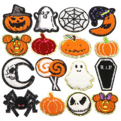 1PC Spooky Letter Cute Halloween patches For Clothing Backpack Decoration D iy Applique Iron On Embroidery Badge For haats Bags