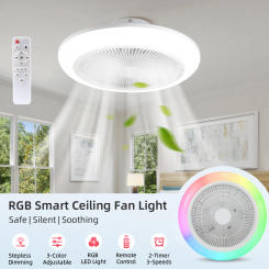 72W Led Ceiling Fan Lights RGB 110-265V Large Size Fan Lamp With Remote Control for Living Room Dimmable Light Smart Ceiling Fan
