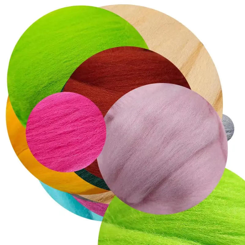 Description Picture 4 of item66S Basic Color Series Wool Fibre  for Needle Felting Wet Felting Wool Felting Handmade Spinning DIY Craft Materials