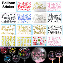 3 Pcs Happy Birthday Bobo Balloon Sticker PVC Letter Stickers Decals Balloon Birthday Paster for DIY Party Birthday Decoration