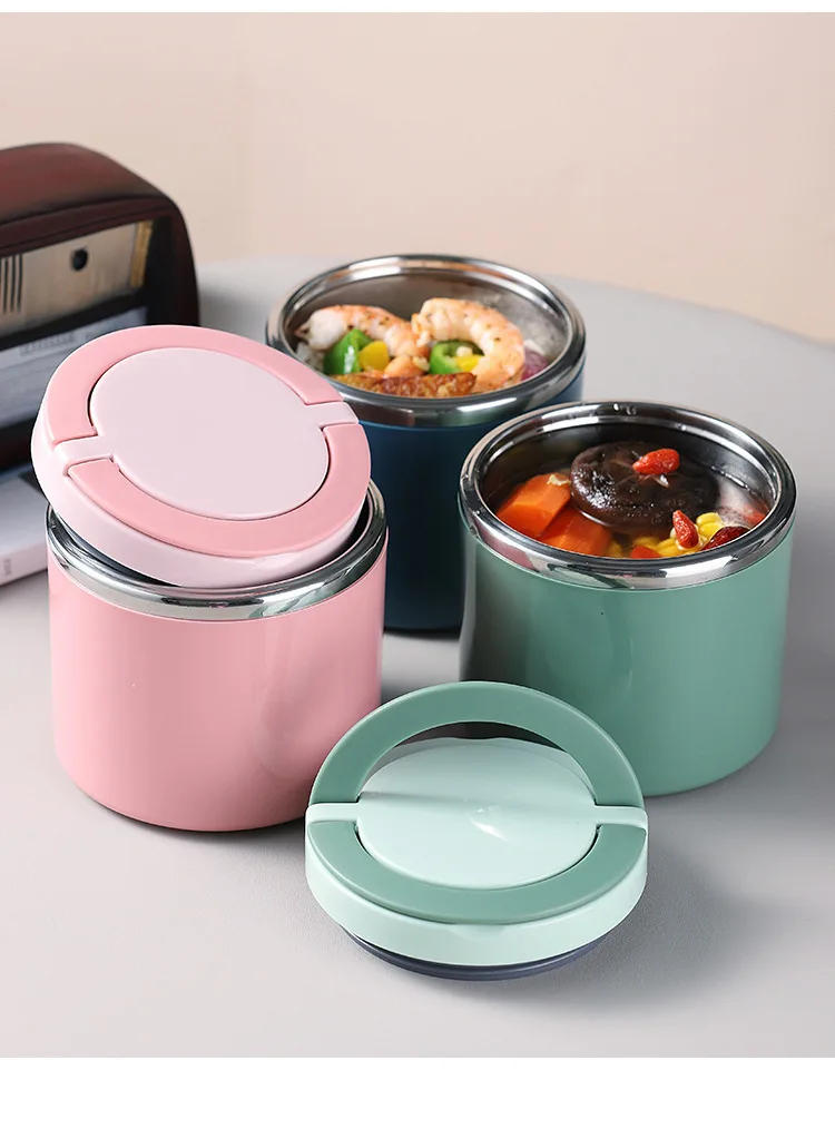 Description Picture 6 of item630/1000ml Thermal Jar Food Grade Insulated Soup Cup Thermos Containers Stainless Steel Roumd Style Thermo Keep Hot Lunch Box