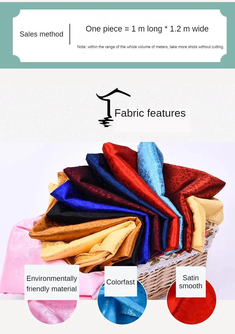 Description Picture 3 of itemChinese Style Dragon Pattern Jacquard Brocade Fabric By Meters for Hanfu Clothing Tang Suit Sewing Plain Breathable Cloth Smooth