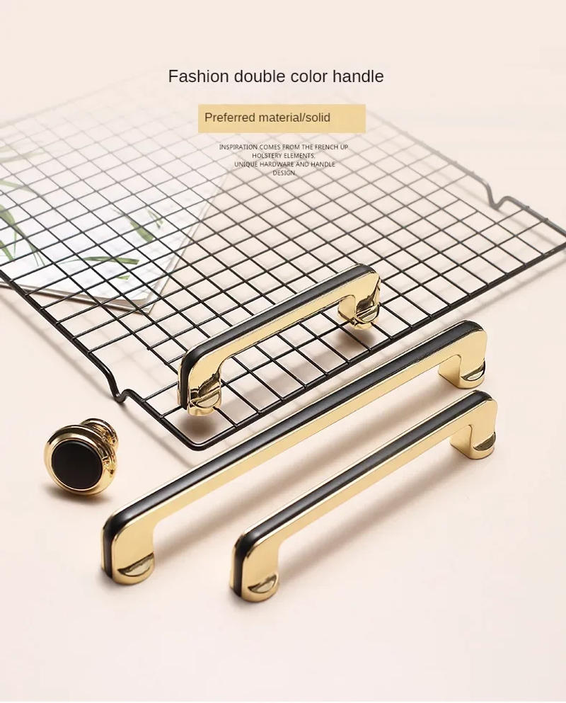 Description Picture 2 of itemBlack and Gold Handle Wardrobe Kitchen Cabinet Drawer Pull Luxury Simple Closet Zinc Alloy Door Handles Furniture Hardware