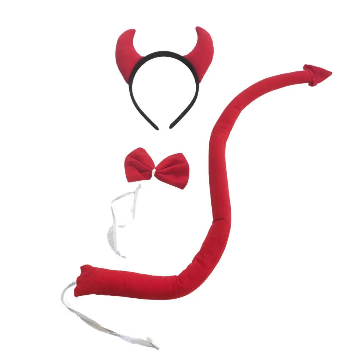 Description Picture 4 of itemAnimal Ear Red Black Demon Devil Headband Headwear Tail Bow Knot Tie Set Cosplay Costume Props Halloween Christmas Festival
