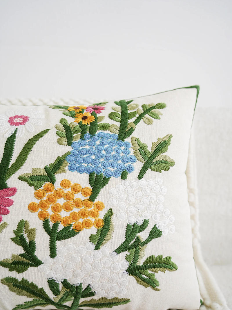 Description Picture 5 of item1pc Exquisite Garden Floral Embroidered Cushion Cover Without Core For Various Room