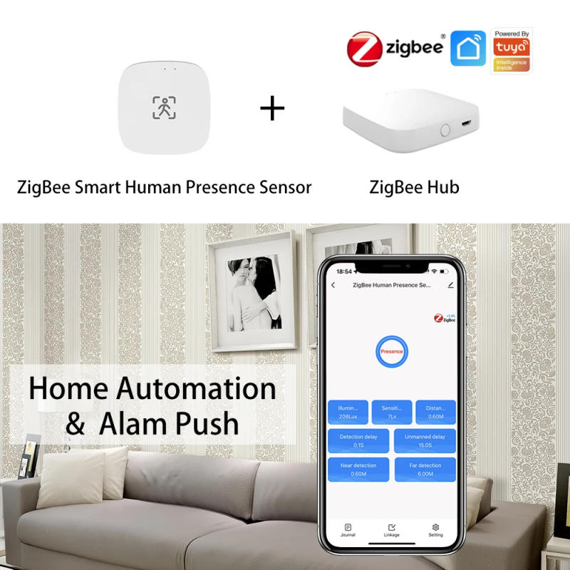 Description Picture 3 of itemZigBee Wifi MmWave Human Presence Motion Sensor With Luminance/Distance Detection 5/110/220V Tuya Smart Life Home Automation