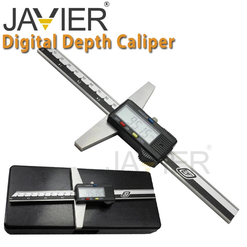 Description Picture 4 of itemJAVIER 0-150mm 6" Stainless Steel Metric Imperial Digital Depth Vernier Caliper Micrometer Electric Digital Depth Gauge