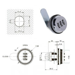 Letter Box Cam Cylinder Locks Zinc Alloy Drawer Password Locks Combination Cabinet Lock Security Furniture Hardware DropShipping