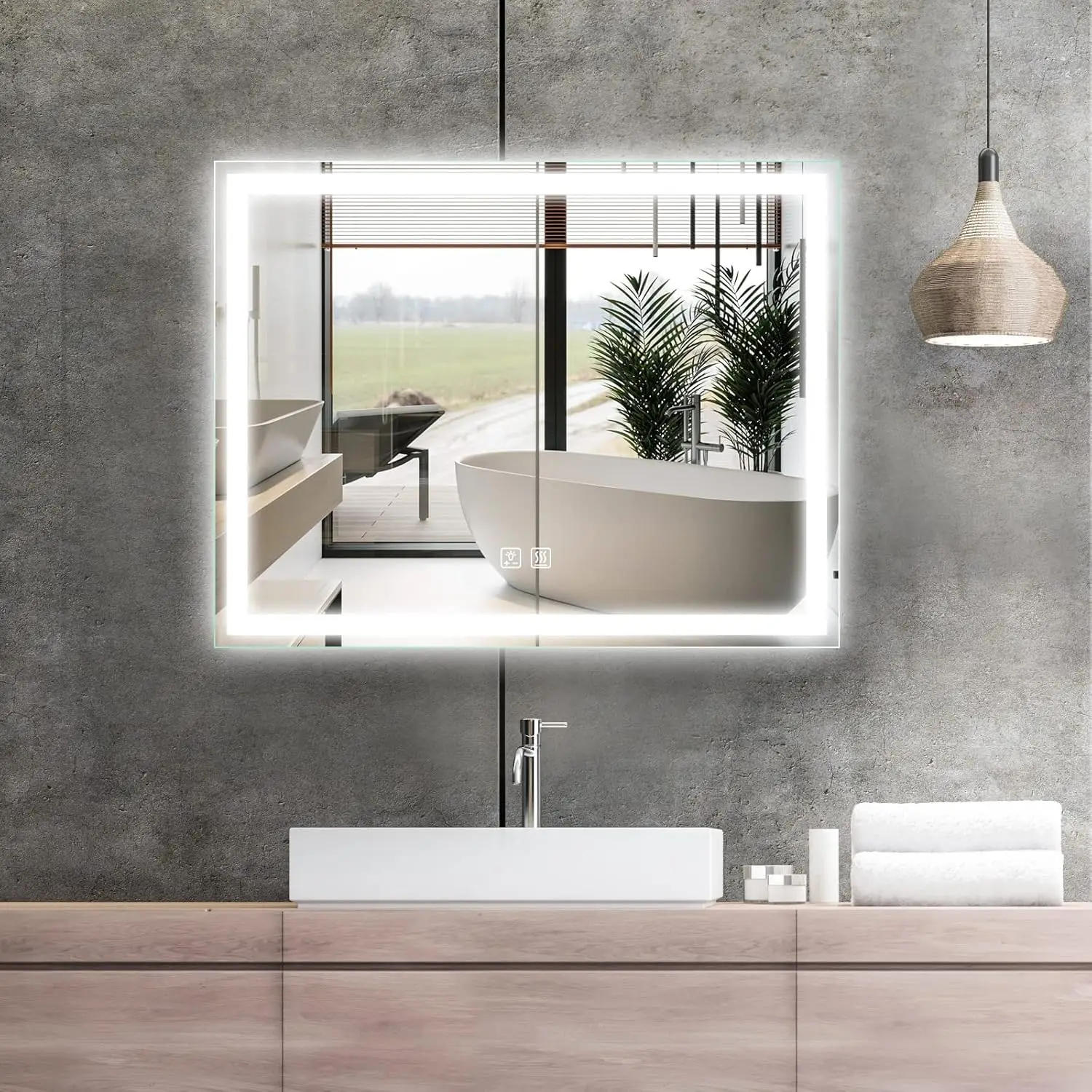 Description Picture 3 of item30 * 30 Inch Led Bathroom Mirror with Lights,Smart Dimmable Vanity Mirrors for Wall