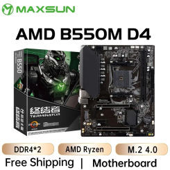 MAXSUN Mainboard B550M AMD Gaming Motherboard DDR4 M.2 Supports Ryzen 3000-5000 CPU (AM4 socket and R5 5600G 5600X 5700G 5700X)