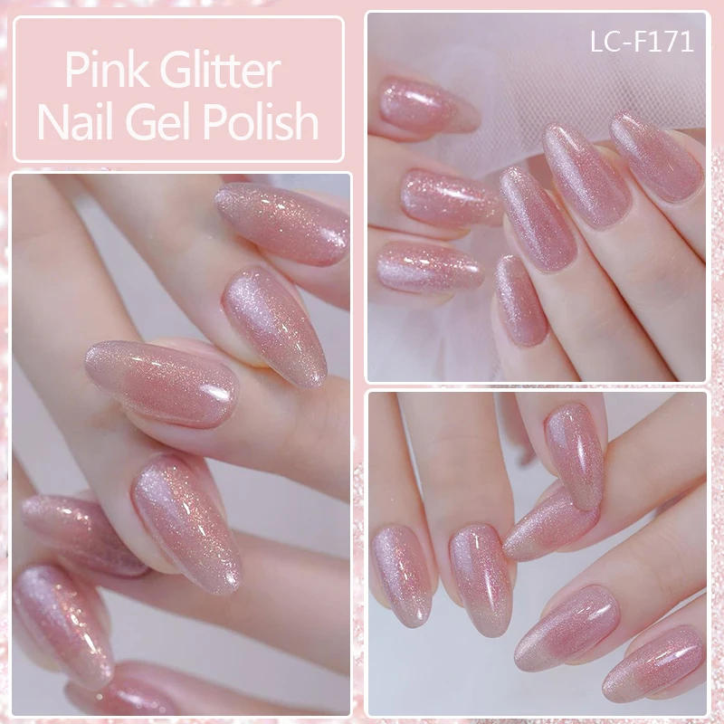 Description Picture 3 of itemLILICUTE Nude Pink Glitter Gel Nail Polish 152 Colors Sparking Sequin All For Manicure Semi Permanent Soak Off Nail Art Varnish