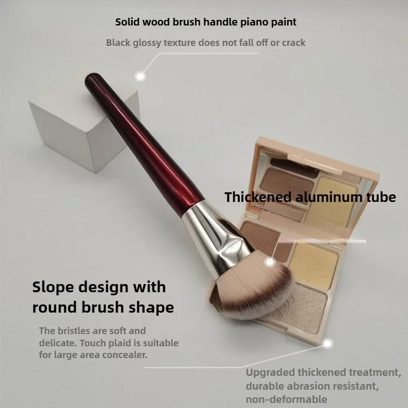 Description Picture 3 of item1pc 101 Contoured Foundation Makeup brushes Angled Liquid Base Concealer Make up brushes Red wood handle cosmetic tools 506