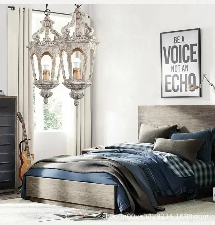 Description Picture 4 of itemVintage Wood Pendant Light E27 LED Bulbs Luminaire Suspendu For Living Room Bedroom Study Kitchen Vintage Home Decor Lamp