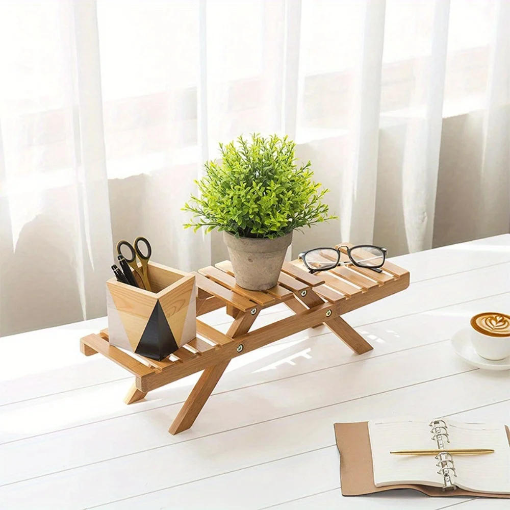 Description Picture 4 of itemBamboo Pot Trays for Multi-Level Indoor and Outdoor Flower Rack for Succulents and Potted Plants, Desk Plant Stand