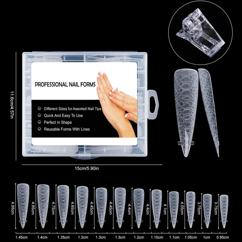 Description Picture 6 of item3D Matte Nail Dual Forms 120pcs Nail False Tips Mould Quick Building Mold Tips Finger Extension Nail Art UV Building UV Gel Tool