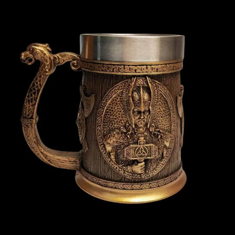 Description Picture 5 of itemMedieval Norse mythology Folklore Viking Mars beer mug American vintage wine glass embossed Eagle Pirate Skull mug Stainless