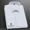 Quality Men's Classic French Cuff Formal Party Wedding Dress Shirts White Long Sleeve No Pocket Tuxedo Male Shirt with Cufflinks