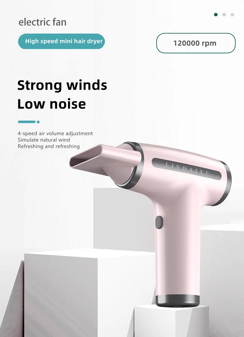 Description Picture 3 of item4 in 1 Wireless Hair Dryer Multifunctional Electric Air Duster Travel Portable USB Rechargeable Negative Ion 11000RPM Blow Dryer