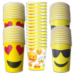 10pcs/lot Cute Emoji Theme Decoration Cups Girls Favor Children's Birthday Party Baby Shower Disposable Cup Tableware Supplies