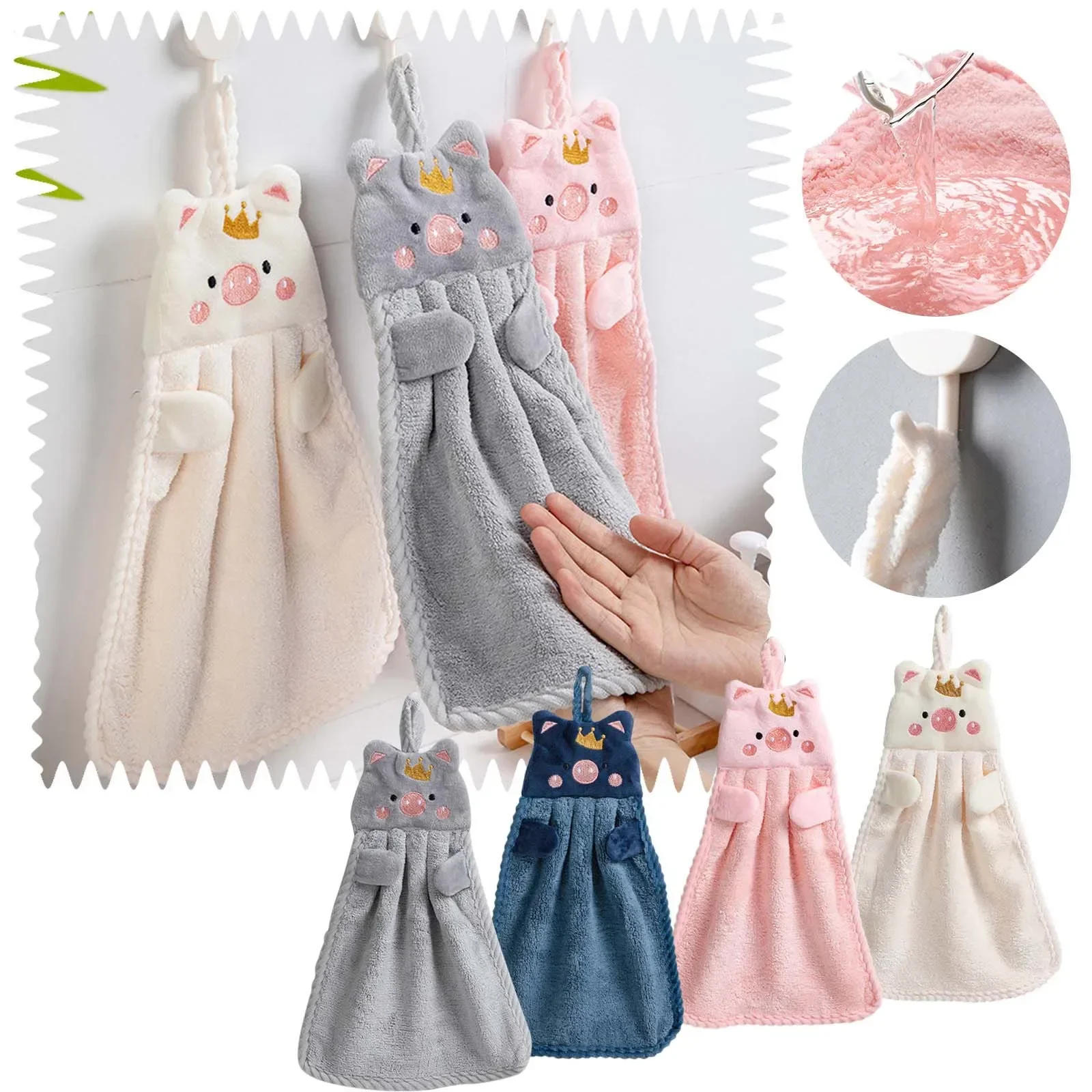 Description Picture 2 of itemLittle Pig Towel Household Cute Absorbent Kitchen Lazy Rag Children's Hand Dish Wash Sponge Towels Wipe Hands Towel