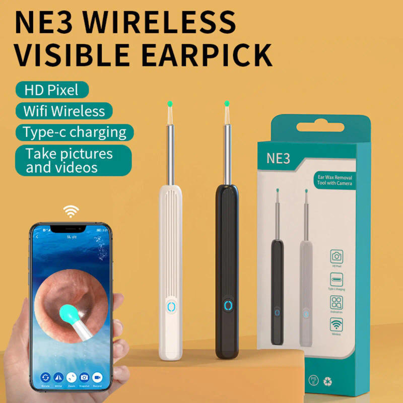 Description Picture 6 of itemWireless Smart Visual Ear Cleaner Otoscope Ear Wax Tool NE3 Sticks Ear Removal with Ear Camera Kit Endoscope Ear Cleaning K S3Q3