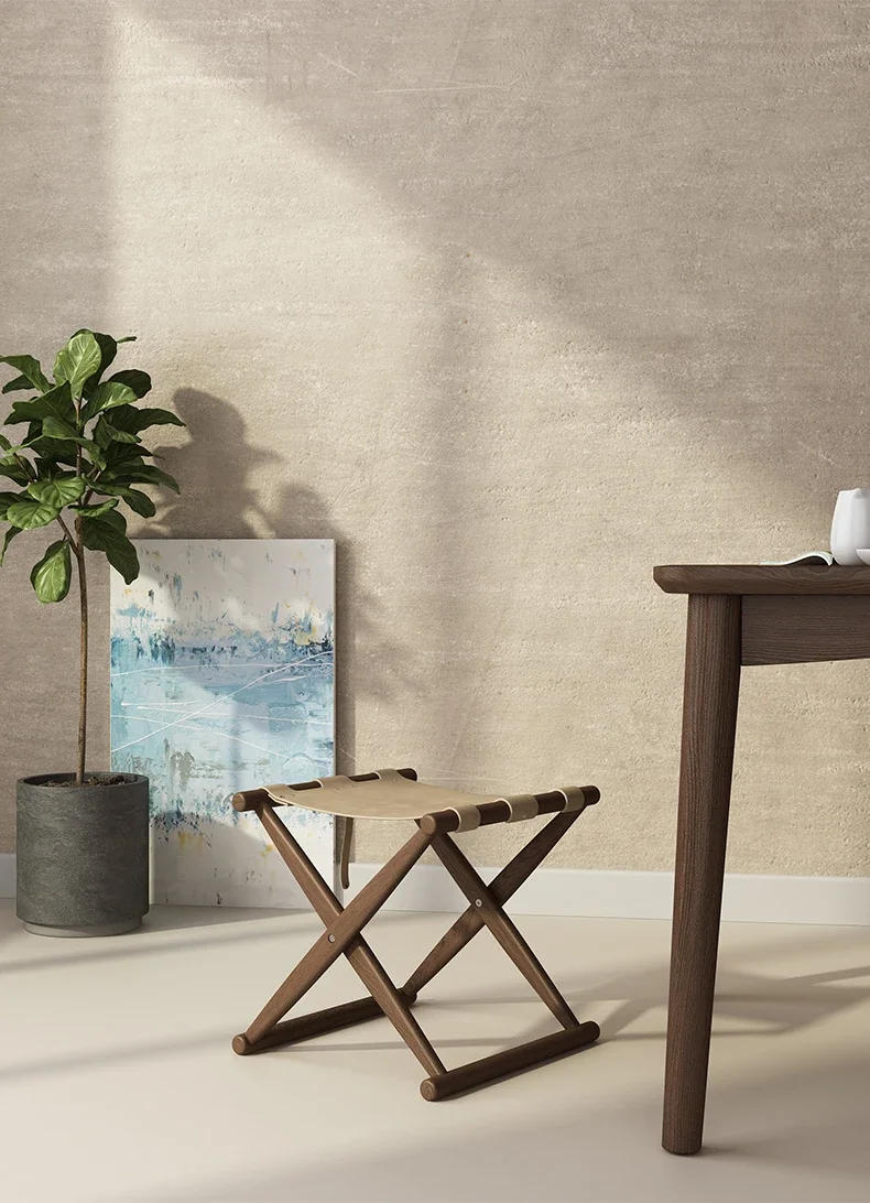 Description Picture 3 of itemNordic Folding Stool Furniture Solid Wood Modern Folding Chairs Living Room Sofa Shoe Changing Footstool Home Mobile Seats chair